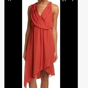 143. Haute Hippie Dress in Deep Coral, Size Small